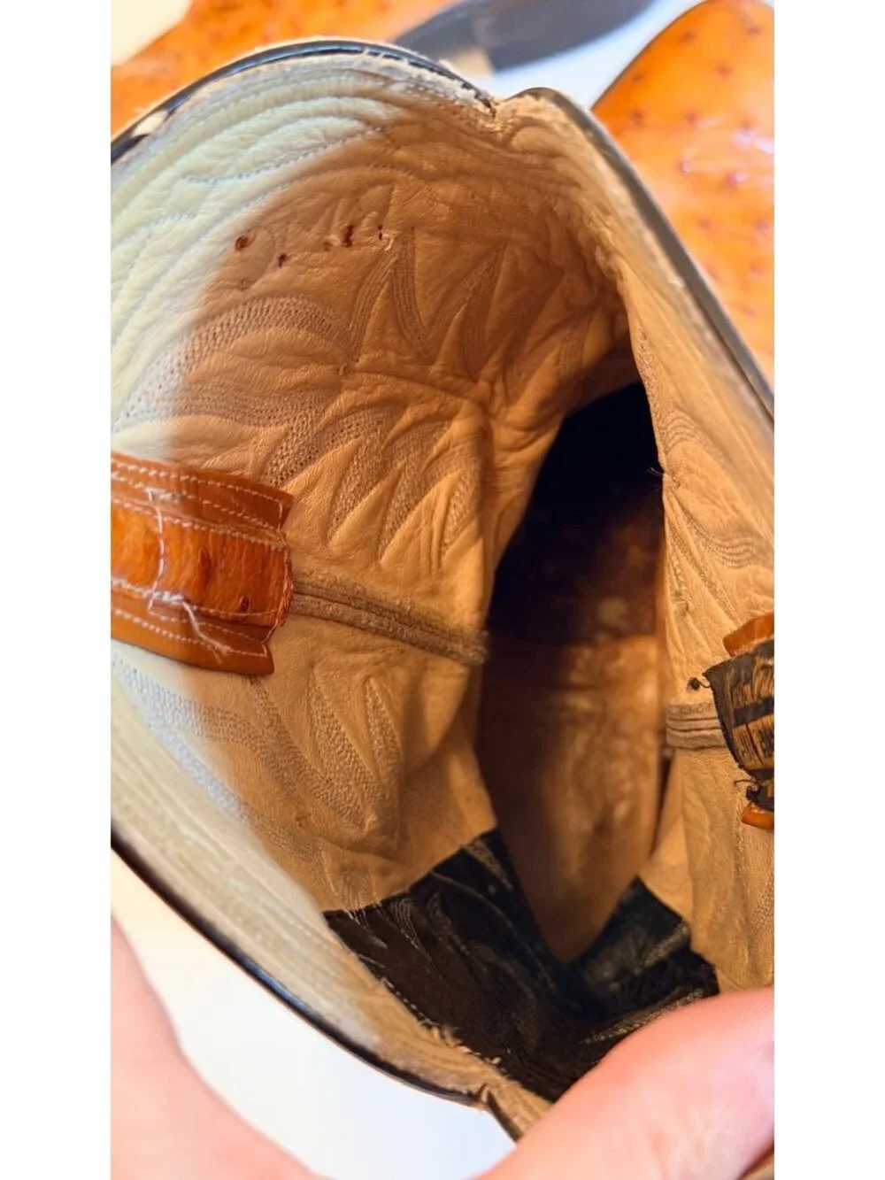 Paul Wheeler Custom Made Tan Ostrich Leather Cowboy Boots Mens 10 D Estimated